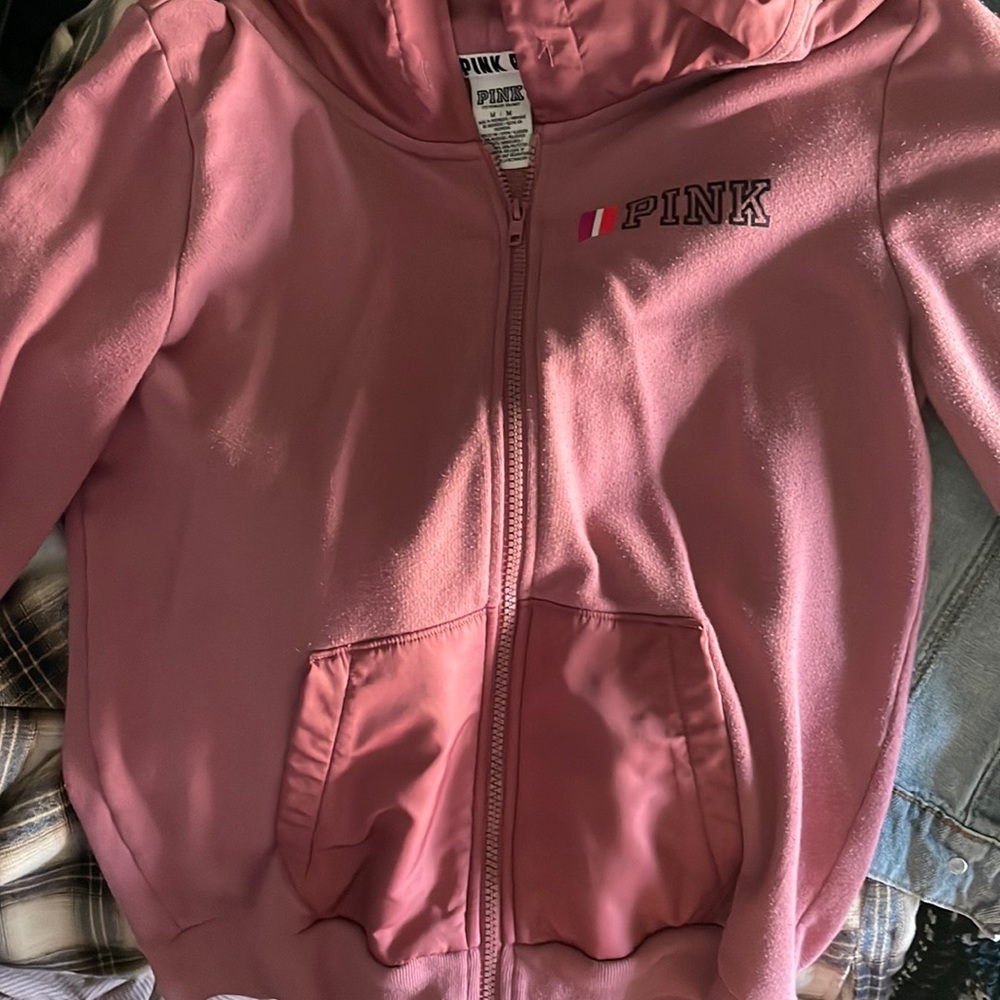 pink Pink zip-up jacket with front pockets